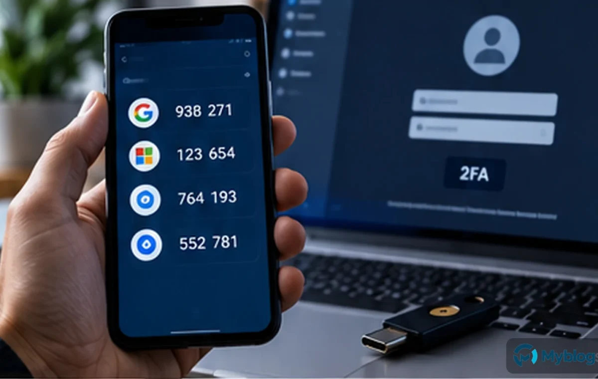 App de autenticación, SMS o passkey: qué método de acceso protege mejor cada cuenta — imagen editorial destacada de Myblogsoft.