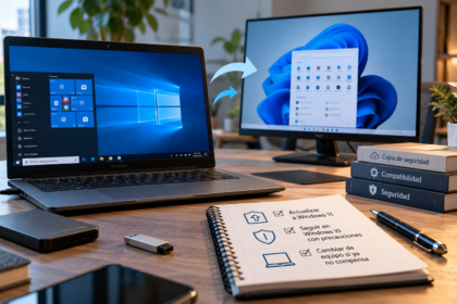 PC con Windows 10 en un escritorio moderno, usado para ilustrar las opciones tras el fin de soporte.