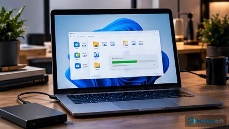 Qué copiar antes de reinstalar Windows: una lista práctica para no perder nada — imagen editorial destacada de Myblogsoft.