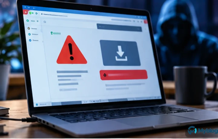 Cómo detectar páginas de descarga falsas antes de instalar malware — imagen editorial destacada de Myblogsoft.