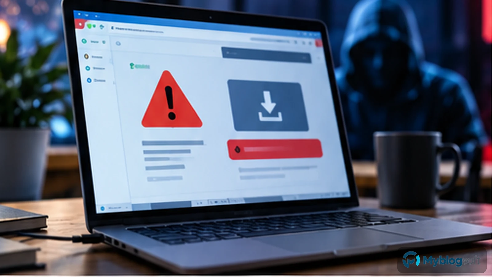 Cómo detectar páginas de descarga falsas antes de instalar malware — imagen editorial destacada de Myblogsoft.