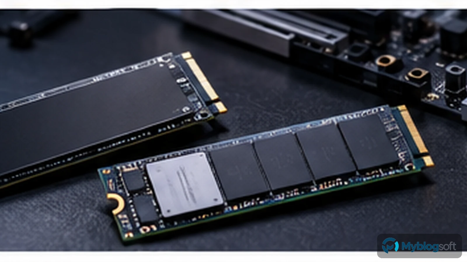 PCIe 4.0 vs PCIe 5.0 en SSD: cuándo se nota la diferencia de verdad — imagen editorial destacada de Myblogsoft.