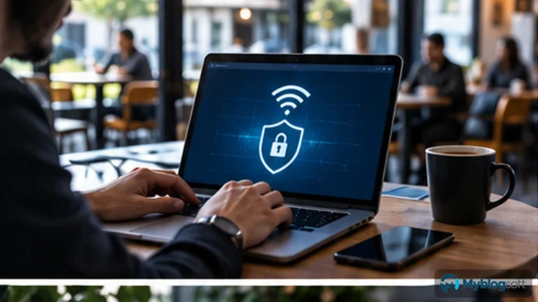 Wi-Fi público en 2026: qué riesgos siguen existiendo aunque la web use HTTPS — imagen editorial destacada de Myblogsoft.